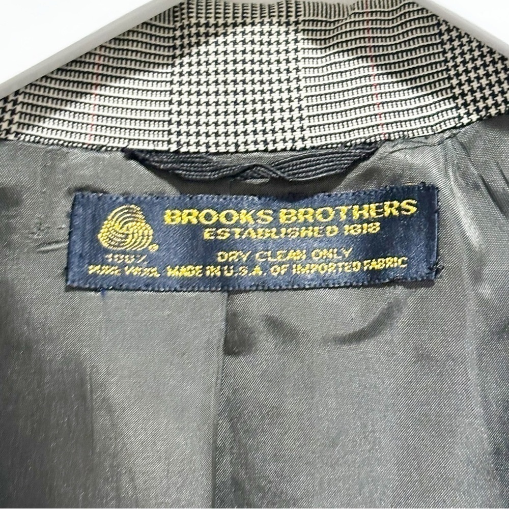 Vtg BROOKS BROTHERS Men’s Black Houndstooth Single Breasted Sport Coat Sz 44R - Picture 6 of 9